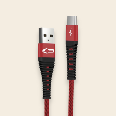 06198 - Braided USB-C Cable 1M - Red