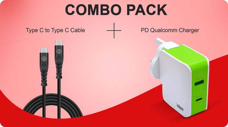 PD Qualcomm Charger and Type C to Type C Cable Combo