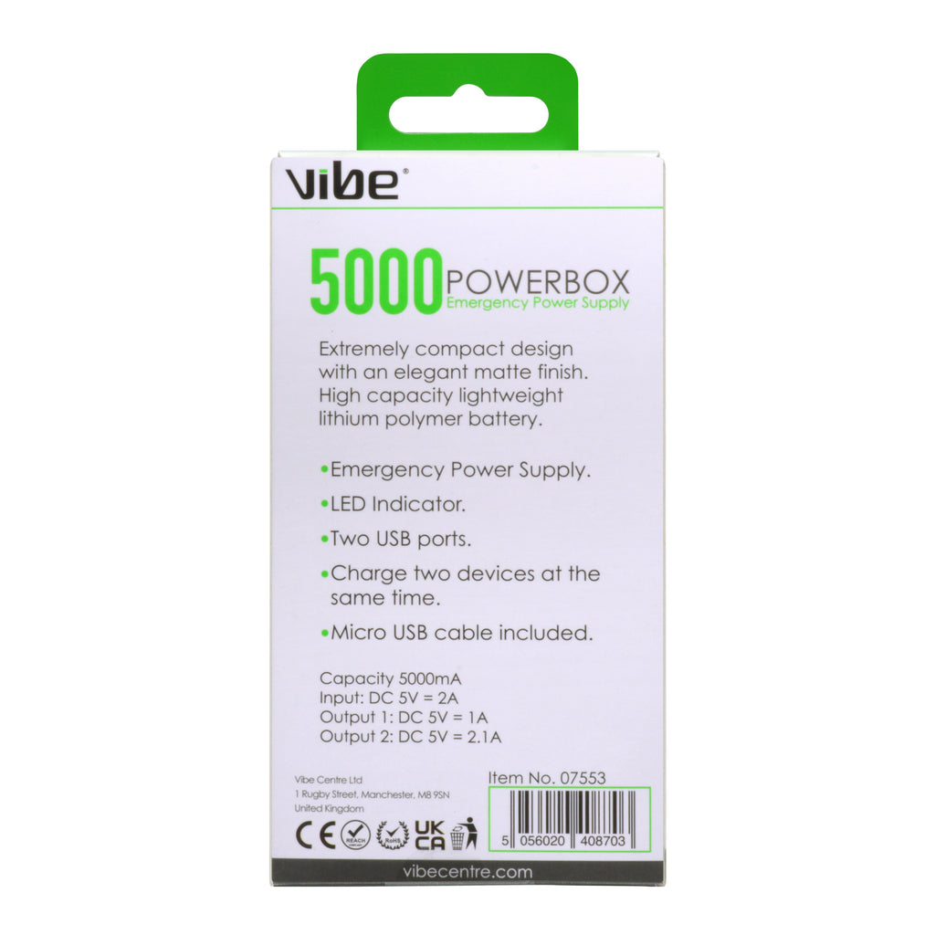 Vibe Power Bank Charger 5000mAh Portable USB Rechargeable Battery ...