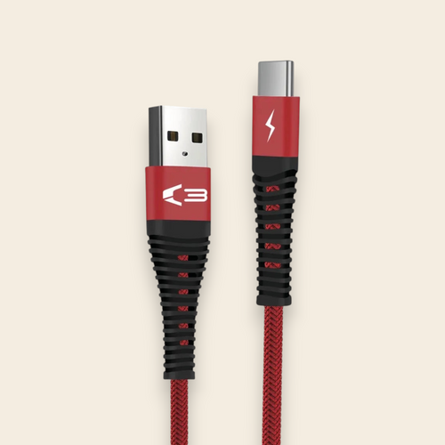 06198 - Braided USB-C Cable 1M - Red