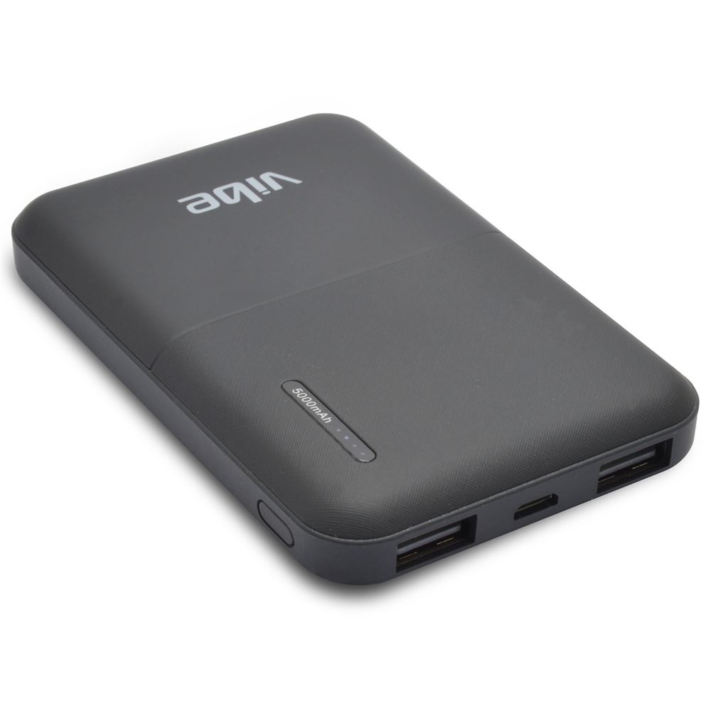 Vibe 5000mAh Power Bank Portable USB Rechargeable Battery - Black
