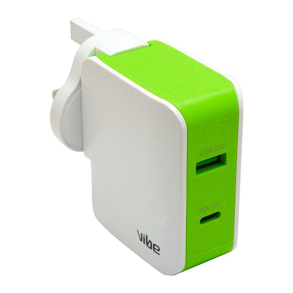 Vibe Ultra Fast Charger PD + USB Qualcomm Mains Chargers - White