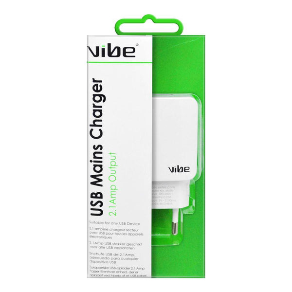 Vibe 2.1 Amp 2 Pin EU USB Mains Charger