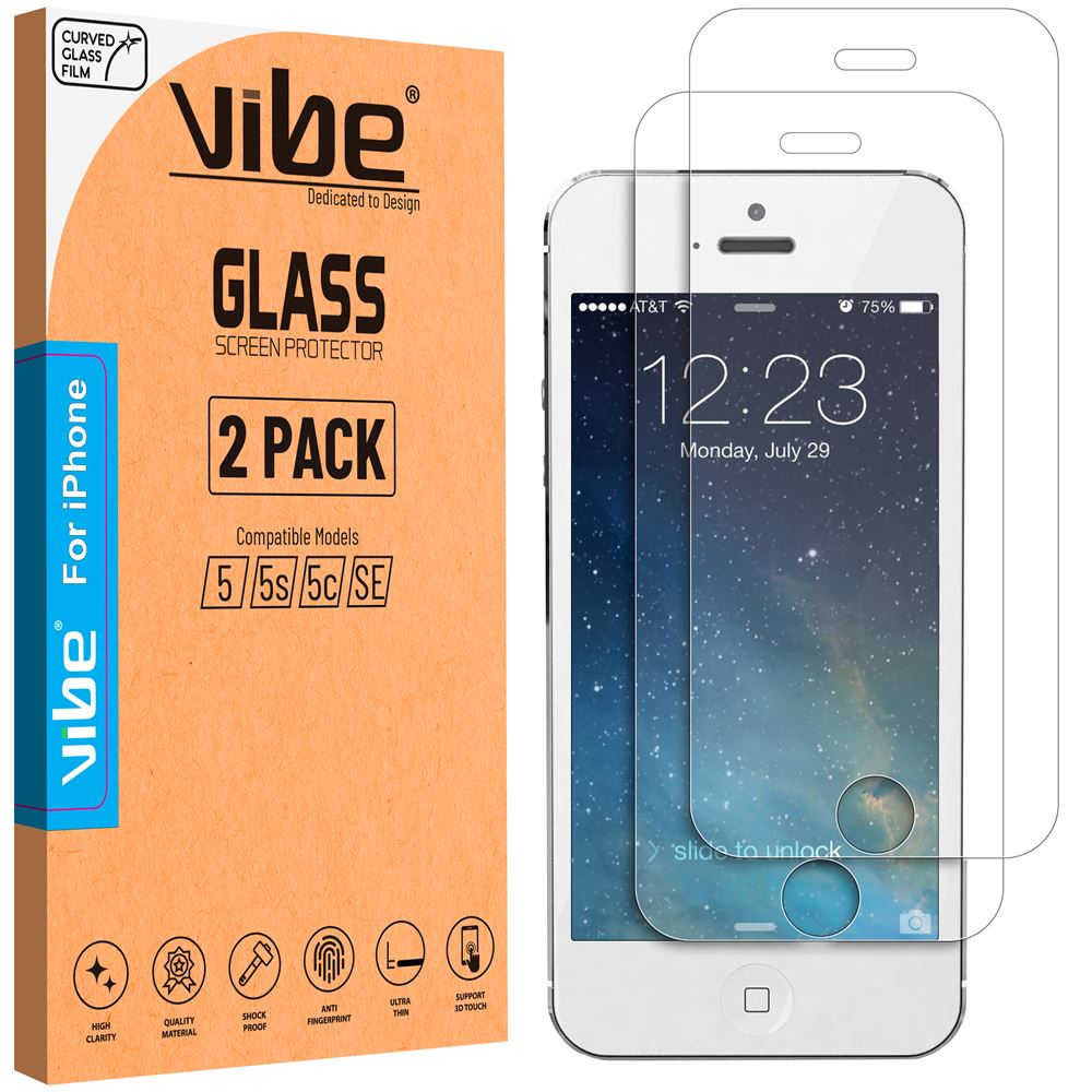 Vibe Apple iPhone 5 5s 5c SE Temper Glass Screen Protector Glass Film